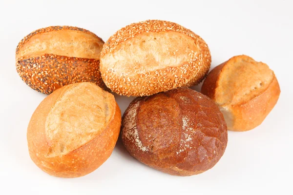 Gemengde broodjes met witte achtergrond — Stockfoto