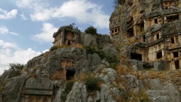 Forntida Lycian Myra gravar i Turkiet, Demre — Stockvideo