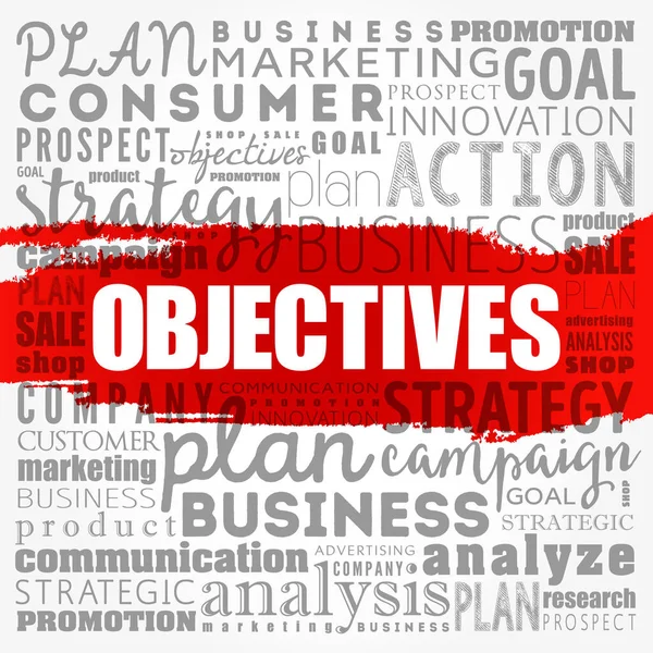 Objectives Word Cloud Collage Business Concept Background — Stock Photo, Image