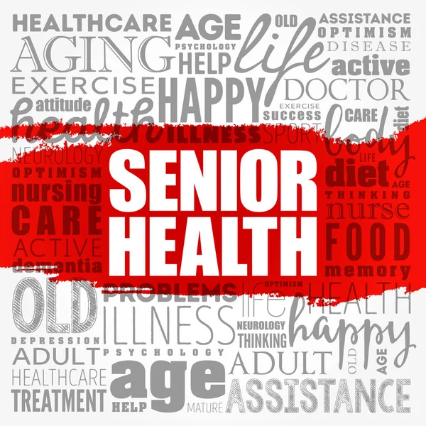 Senior Health Word Cloud Collage Κοινωνική Αντίληψη — Φωτογραφία Αρχείου