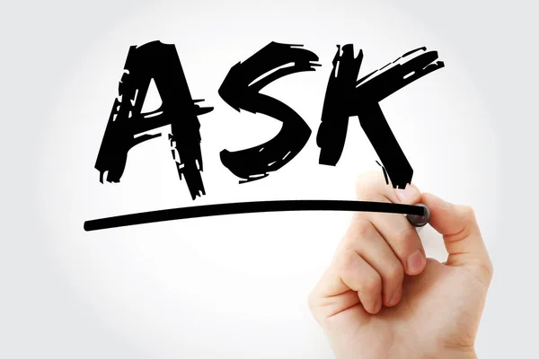 Ask Sempre Alla Ricerca Acronimo Conoscenza Formazione Business Concept Background — Foto Stock