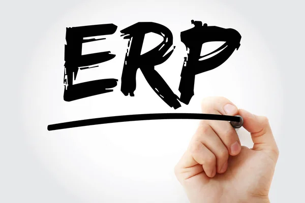 Erp Enterprise Resource Planning Mozaikszó Markerrel Üzleti Koncepcióval — Stock Fotó