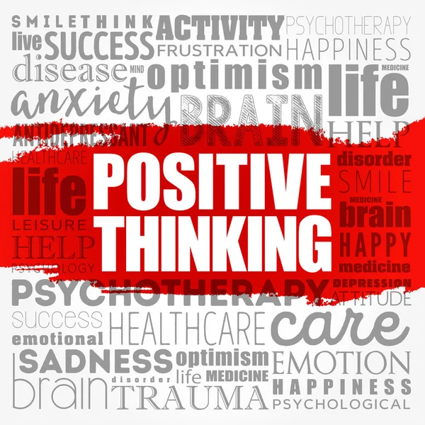 Pensamento Positivo Palavra Nuvem Colagem Fundo Conceito Saúde — Fotografia de Stock