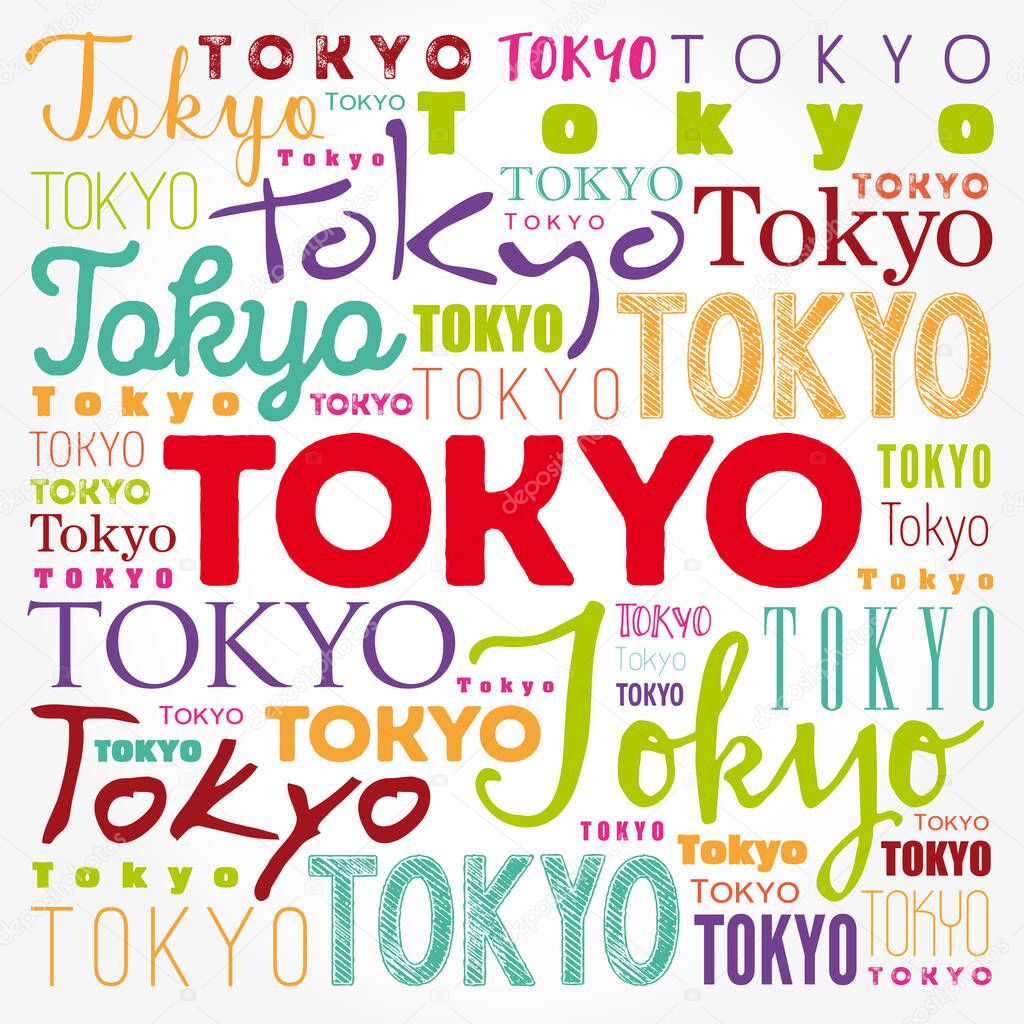 Tokyo wallpaper word cloud, travel concept background