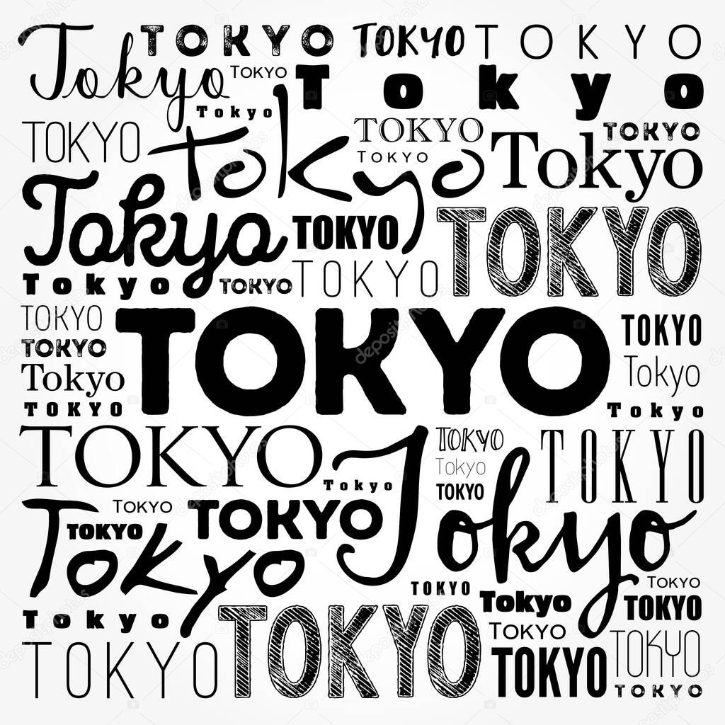 Tokyo wallpaper word cloud, travel concept background
