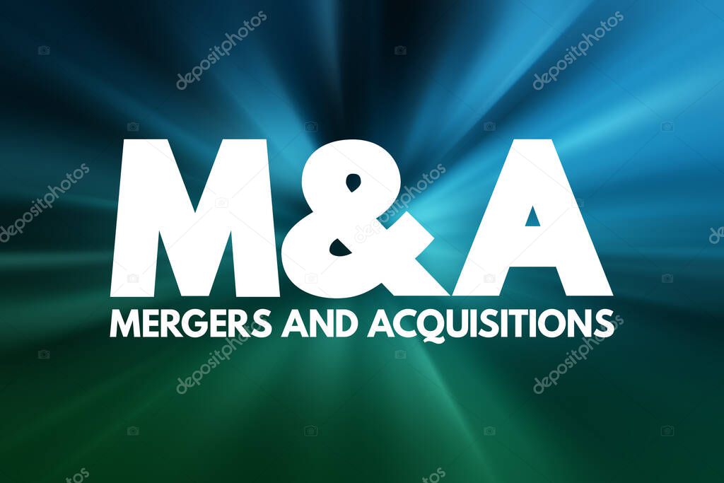 M&A - Mergers and Acquisitions acronym, business concept background