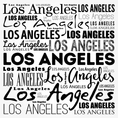 Los Angeles duvar kağıdı kelime bulut, seyahat kavramı arka plan