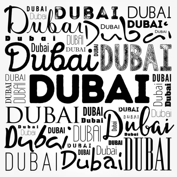 Dubai Papel Parede Nuvem Palavra Fundo Conceito Viagem — Fotografia de Stock
