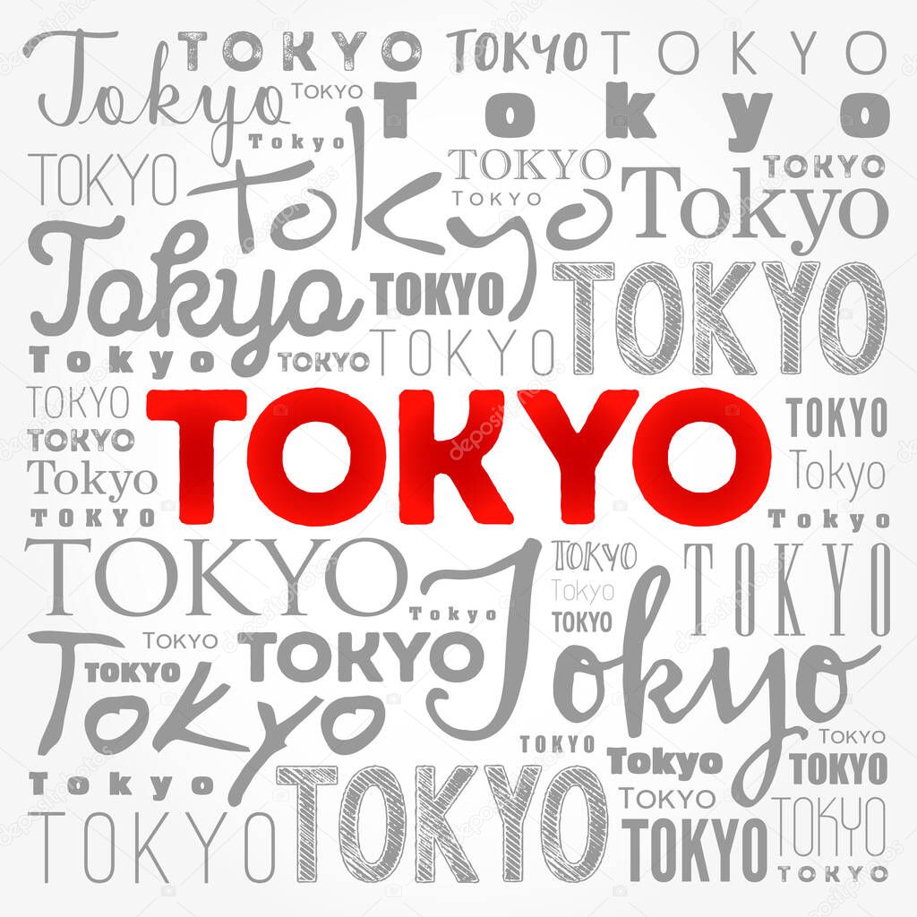 Tokyo wallpaper word cloud, travel concept background