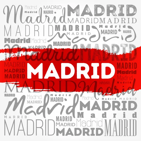 Madrid Tapet Ord Sky Rejser Koncept Baggrund - Stock-foto