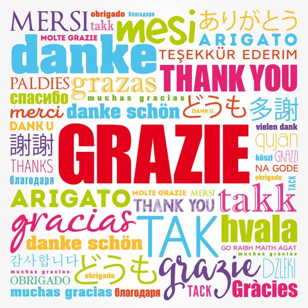 Grazie Terima Kasih Dalam Bahasa Italia Word Cloud Background Dalam — Stok Foto