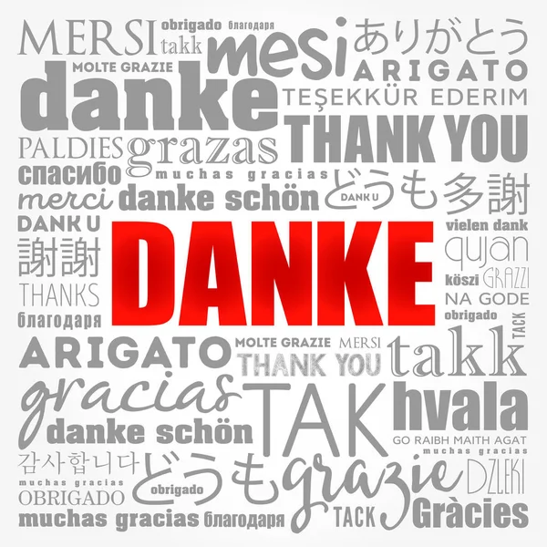 Danke Thank You German Word Cloud Background Different Languages — Stock Photo, Image