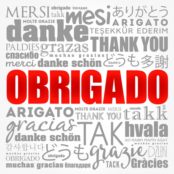 Obrigado Thank You Portuguese Word Cloud Different Languages — Stock Photo, Image