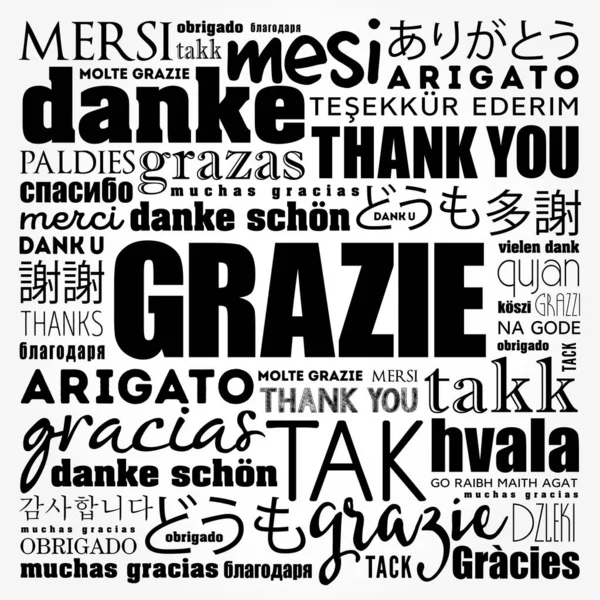 Grazie Thank You Italian Word Cloud Background Different Languages — Stock Photo, Image