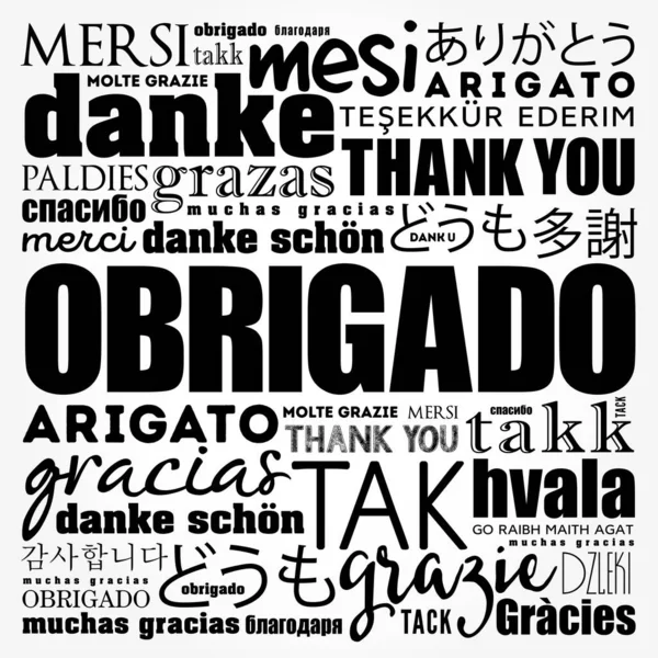 Obrigado Thank You Portuguese Word Cloud Different Languages — Stock Photo, Image