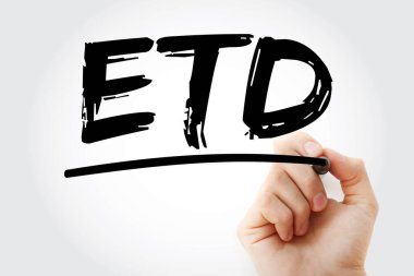 ETD - Tahmini Kalkış Saati veya Teslimat Süresi İşaretleyici, iş konsepti geçmişi ile birlikte kısaltma