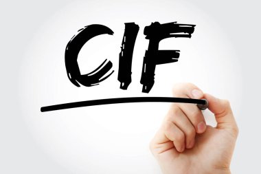 CIF - İşaretli Maliyet Sigortası Taşımacılık kısaltması, iş konsepti geçmişi