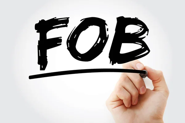 Fob マーク付きボード上の無料の頭字語 ビジネスコンセプトの背景 — ストック写真