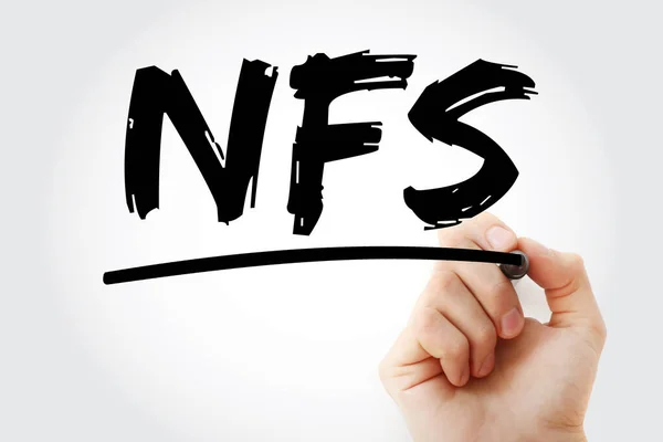 Nfs ネットワークファイルシステムの頭字語とマーカー 技術概念の背景 — ストック写真