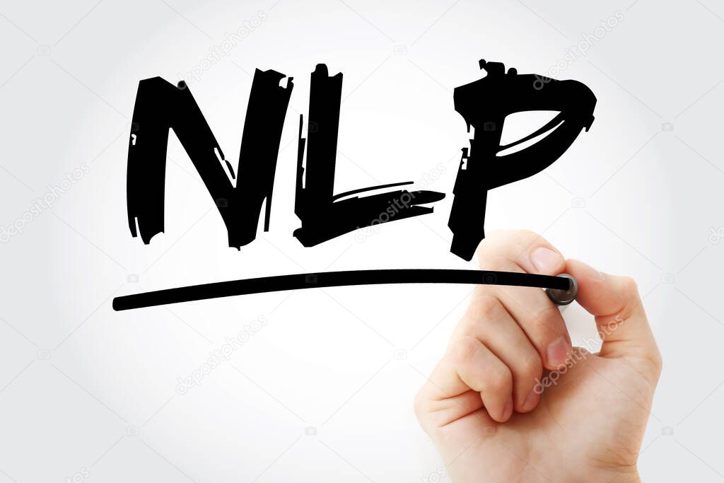 NLP - Neuro Linguistic Programming or Natural Language Processing acronym, concept background