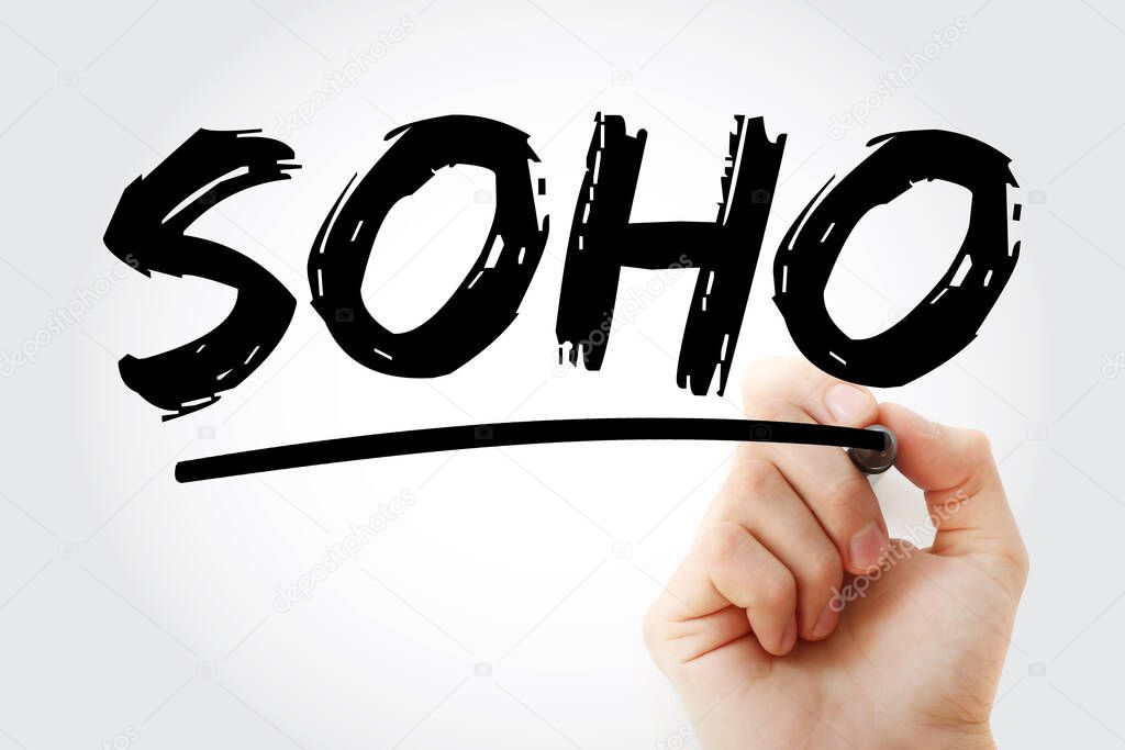 SOHO - Small Office/Home Office acronym with marker, business concept background