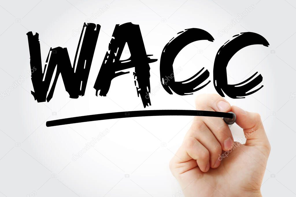 WACC - Weighted Average Cost of Capital acronym with marker, business concept background