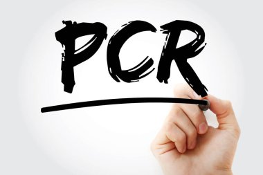PCR - Polimeraz zincir reaksiyon kısaltması işaretleyici, tıbbi konsept arka planı