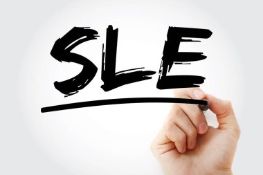 SLE - Sistemsel Lupus Eritematosus kısaltması işaretleyici, tıbbi konsept arka planı