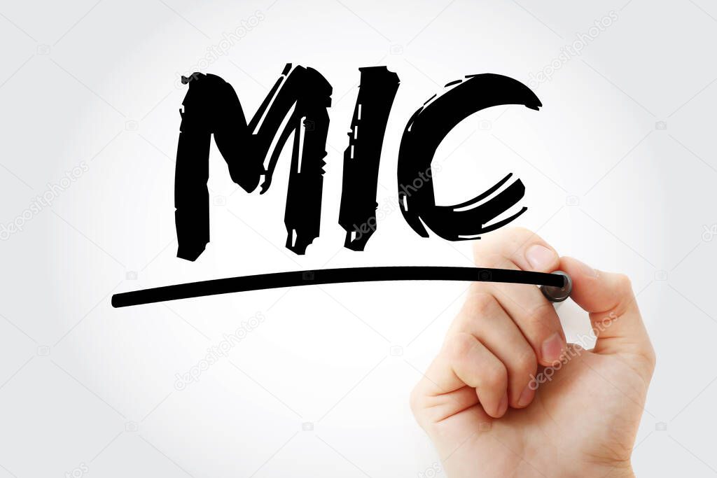 MIC - Minimum Inhibitory Concentration or Market Identifier Code acronym with marker, medical concept background