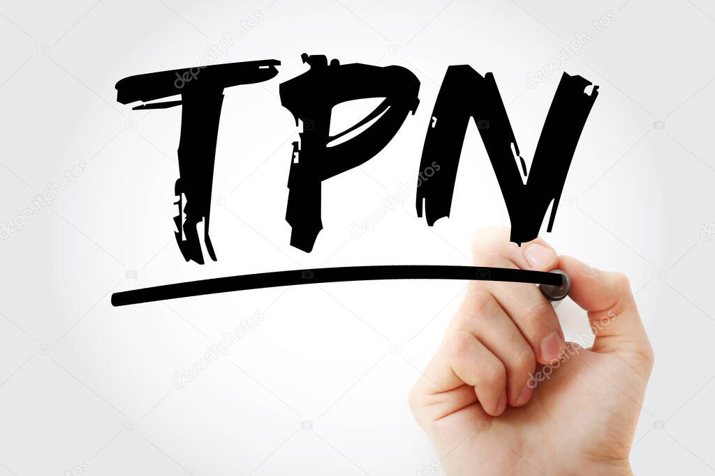 TPN - Total Parenteral Nutrition acronym with marker, concept background