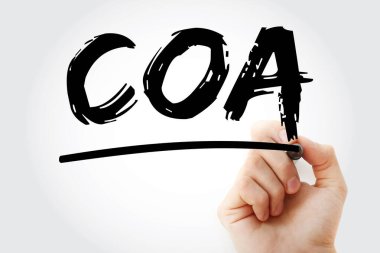 COA - İşaretleyici ve iş konsepti geçmişi olan hesap kısaltması çizelgesi