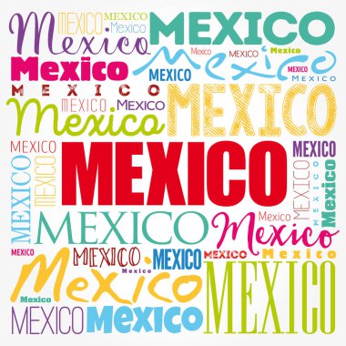 Meksika duvar kağıdı kelime bulut, seyahat kavramı arka plan