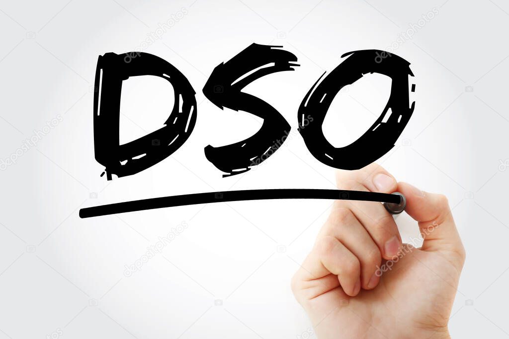 DSO - Days Sales Outstanding acronym with marker, business concept background