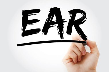 EAR - İşaretleyici ve iş konsepti arka planına sahip etkili Yıllık Oranı kısaltması