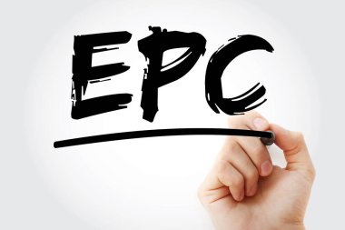 EPC - İşaretleyici ve iş konsepti arka planına sahip Terfi Konseyi kısaltması