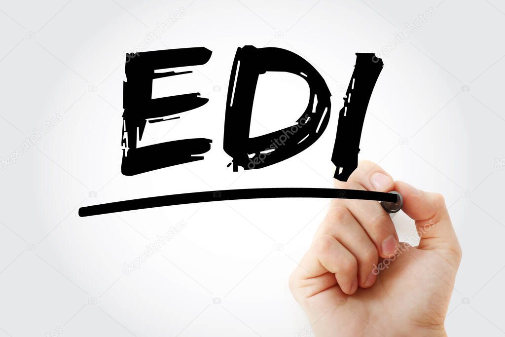 EDI - Electronic Data Interchange acronym with marker, business concept background