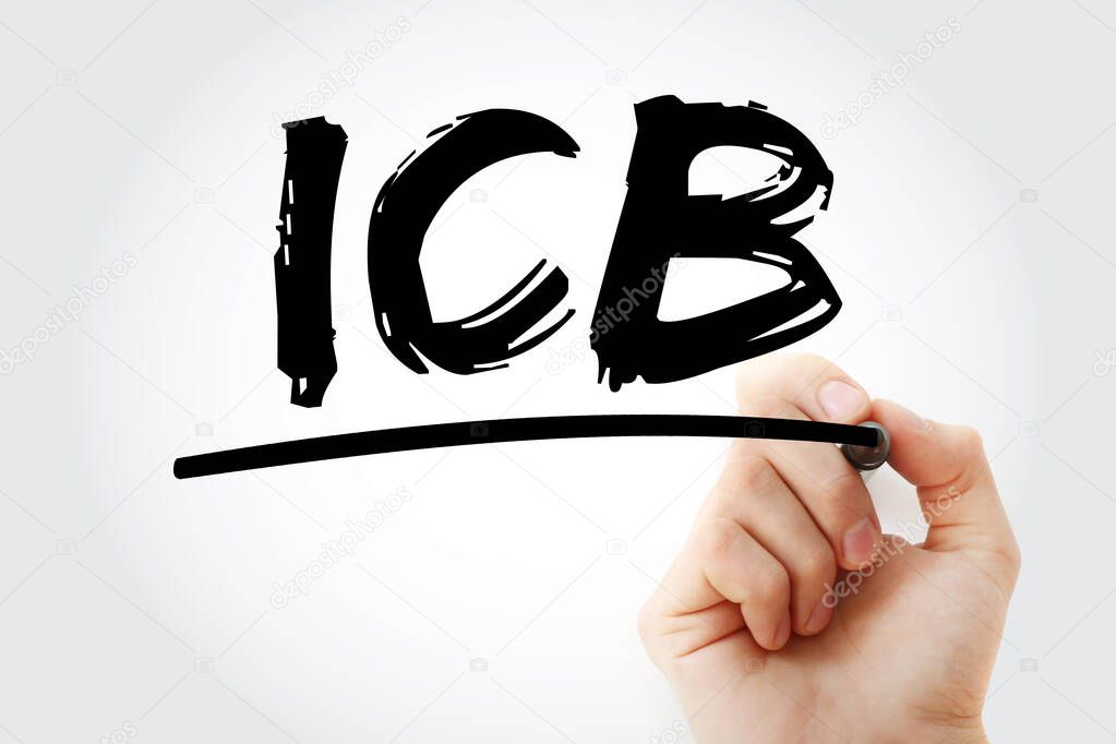 ICB - Industry Classification Benchmark acronym with marker, technology concept background