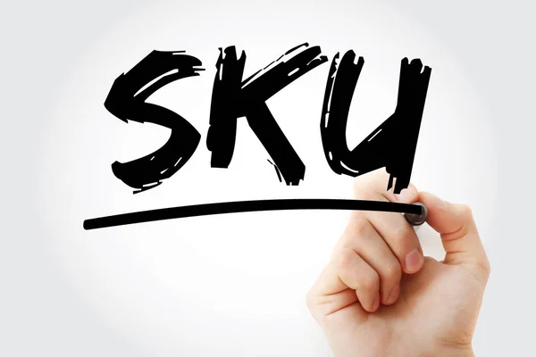 Sku 在庫管理ユニットの頭字語とマーカー ビジネスコンセプトの背景 — ストック写真