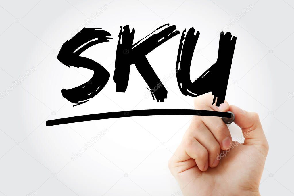 SKU - Stock Keeping Unit acronym with marker, business concept background