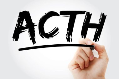 ACTH - Adrenokortikotropik hormon kısaltması işaretleyici, tıbbi konsept arka planı