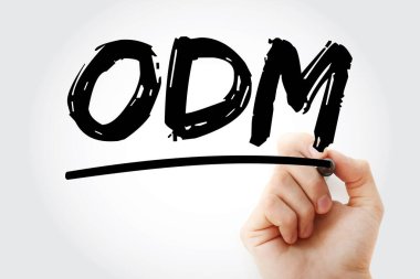 ODM - İşaretleyici, iş konsepti arka planına sahip orijinal tasarım üreticisi kısaltması