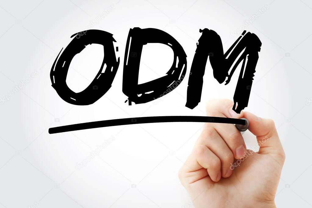 ODM - Original Design Manufacturer acronym with marker, business concept background