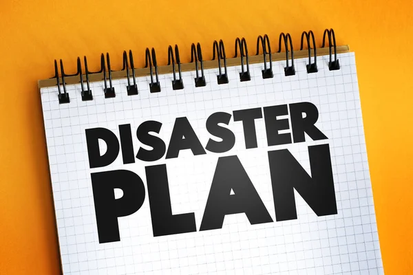 Disaster Plan text quote on notepad, concept background