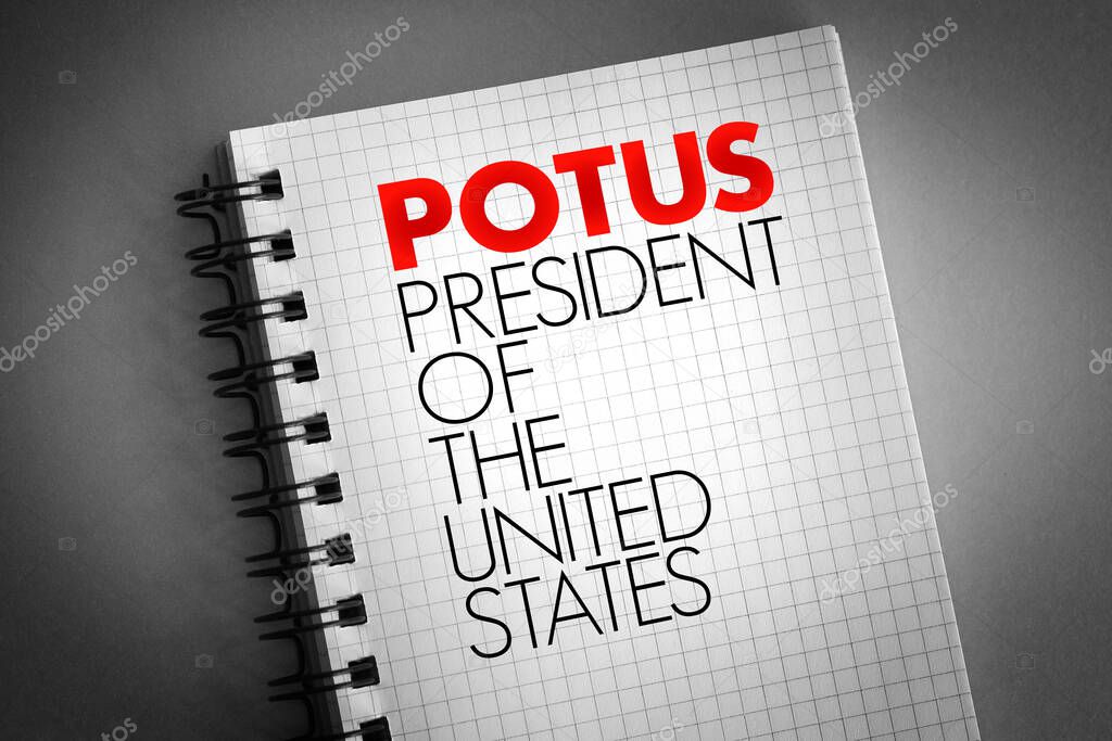 POTUS - President of the United States acronym on notepad, concept background