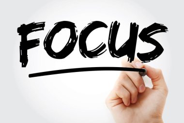 FOCUS - Başarıya Kadar Bir Ders İzleyin keçeli kısaltma, iş konsepti geçmişi