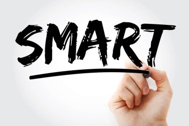 SMART - Belirli, ölçülebilir, ulaşılabilir, ilişkili, keçeli, zaman sınırlı kısaltma, iş konsepti geçmişi