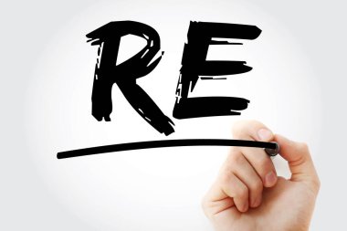 RE - İşaretleyici ve iş konsepti geçmişi olan geri kazanımlar kısaltması