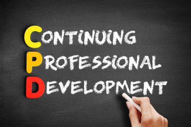 CPD - Continuing Professional Development acronym, business concept on blackboard clipart