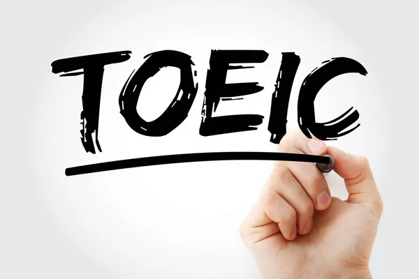 Toeic Test English International Communication Acronym Marker Concept Background — стокове фото
