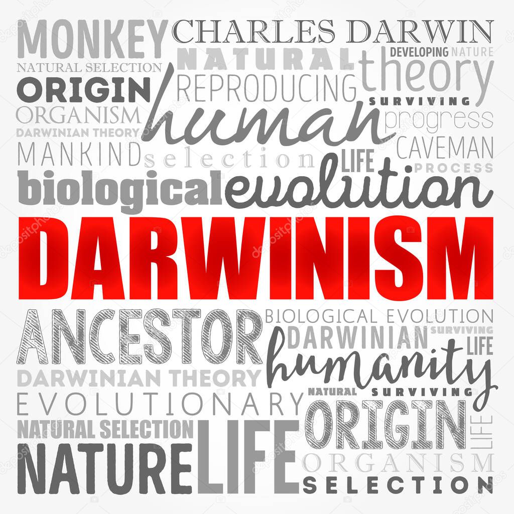 Darwinism word cloud collage, education concept backgroun